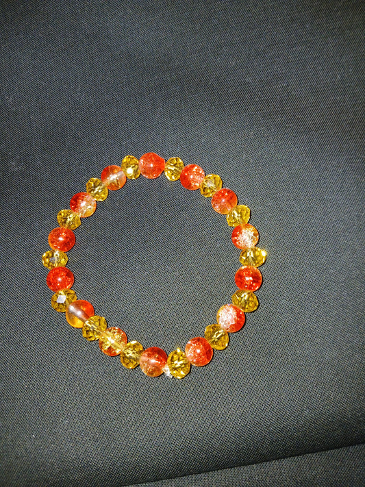 Orange, red and ember handmade bracelet