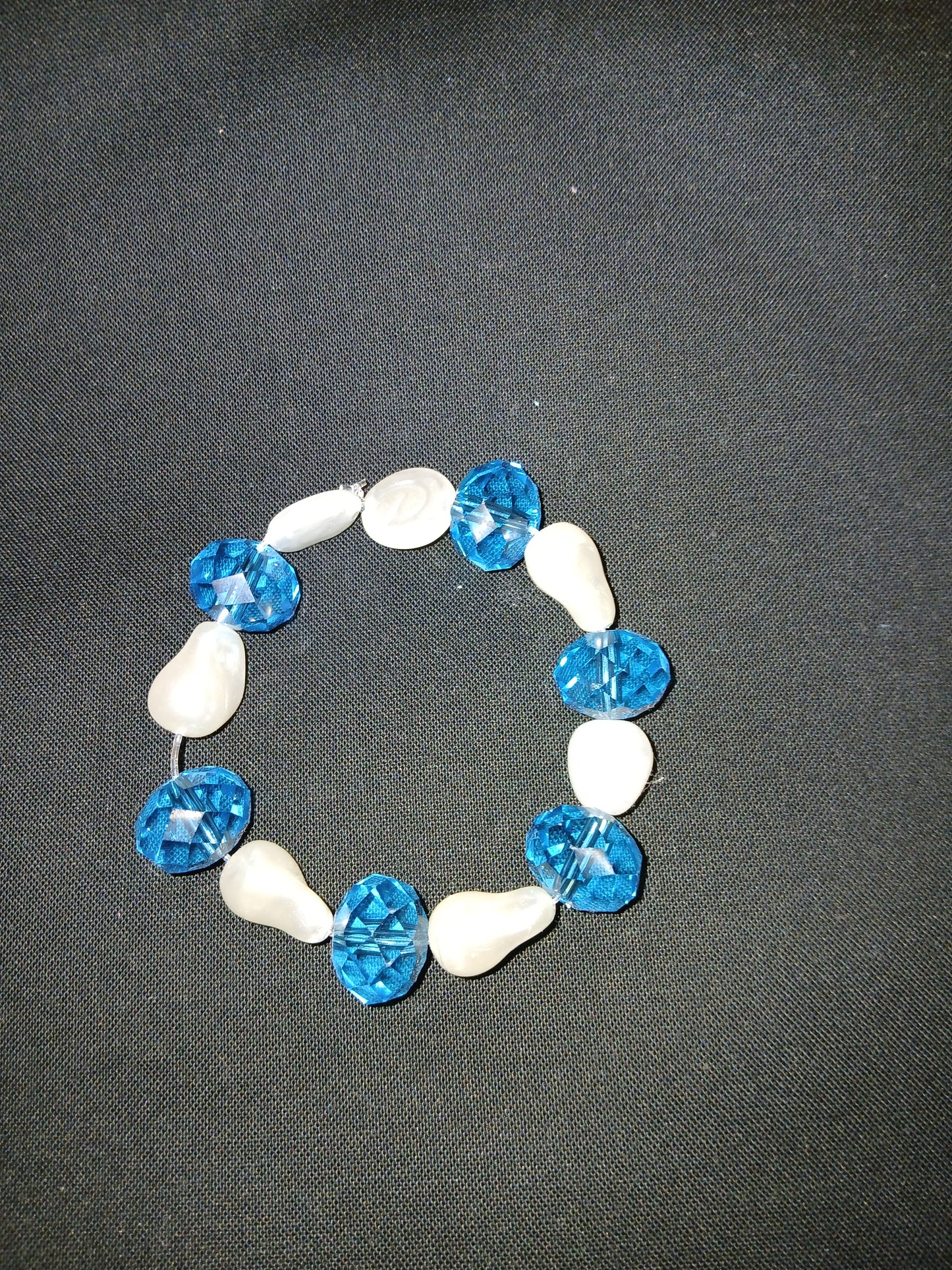 Hand-made blue and white bracelet